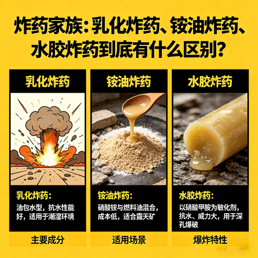东澳镇炸药家族：乳化炸药、铵油炸药、水胶炸药到底有什么区别？